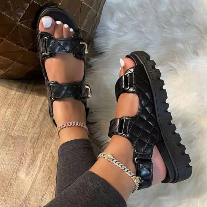 Ergonomic platform sandals for women featuring non-slip sole and comfortable adjustable straps for summer.