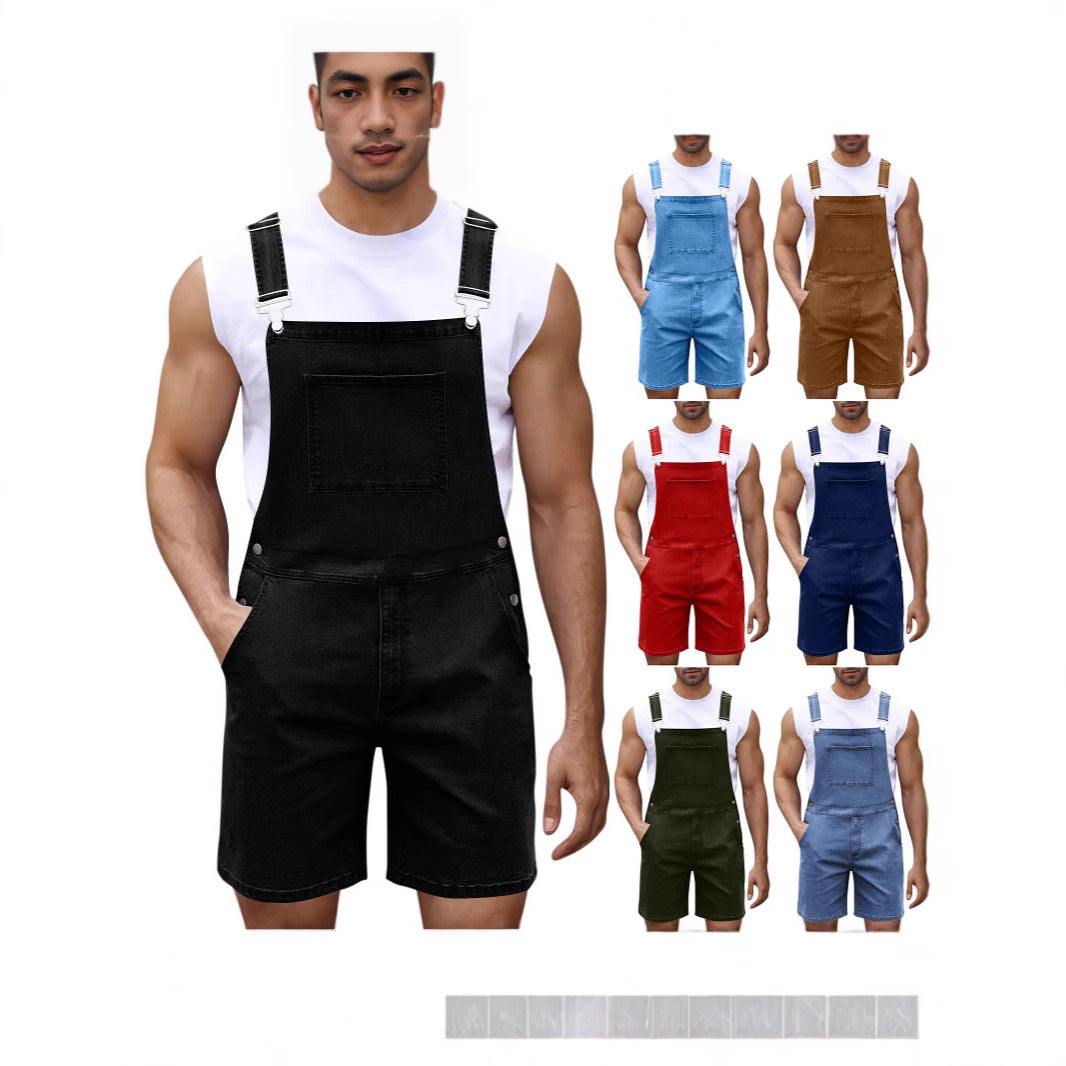 Men's stylish overalls with adjustable straps. Casual modern streetwear jumpsuit for men, multiple pockets.