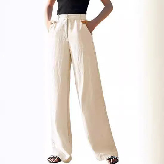 Stylish high-waisted wide-leg pants for women, ideal for versatile summer wear.