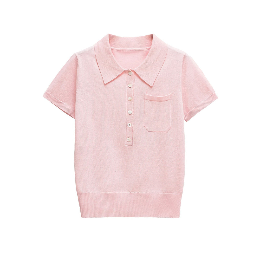 Stylish women's short sleeve slim fit polo top, an essential wardrobe staple for casual elegance.