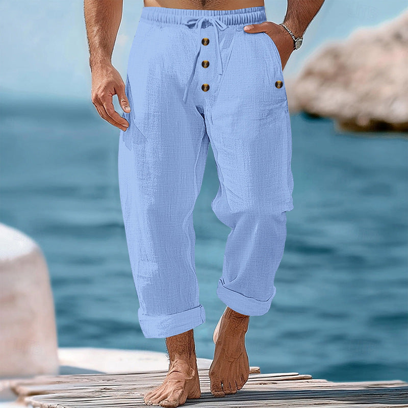 Stylish men's beach pants with drawstring waist, perfect for summer and casual comfort.