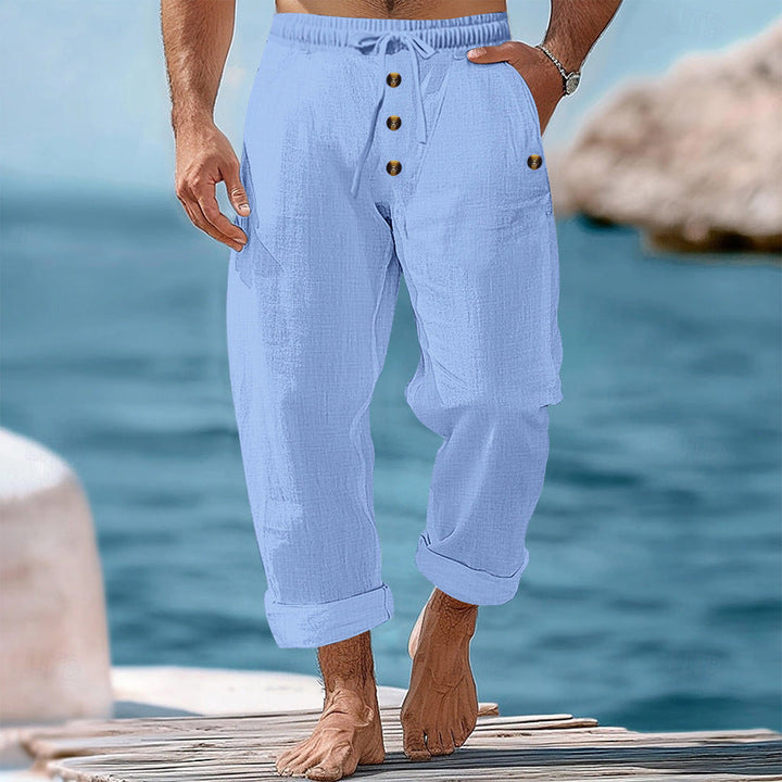 Stylish men's beach pants with drawstring waist, perfect for summer and casual comfort.
