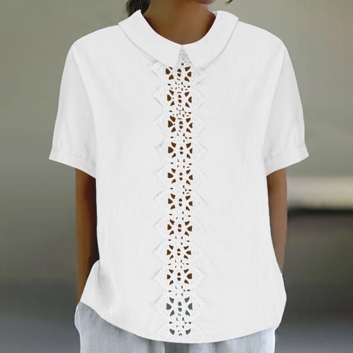 Light women's lace panel blouse, perfect for spring & summer. Elegant & comfortable women's top.