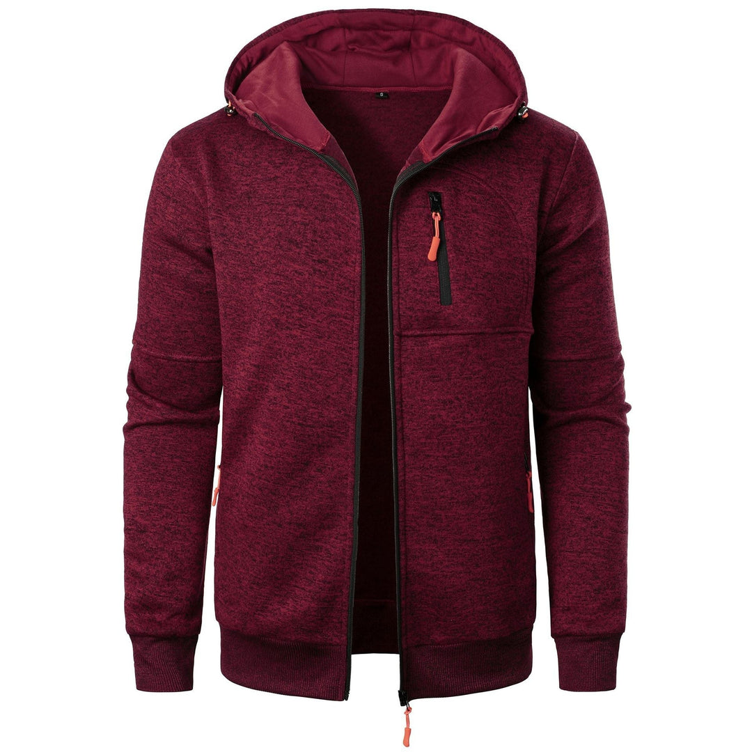 Versatile men's patterned zip hoodie, comfortable outerwear for any casual occasion.