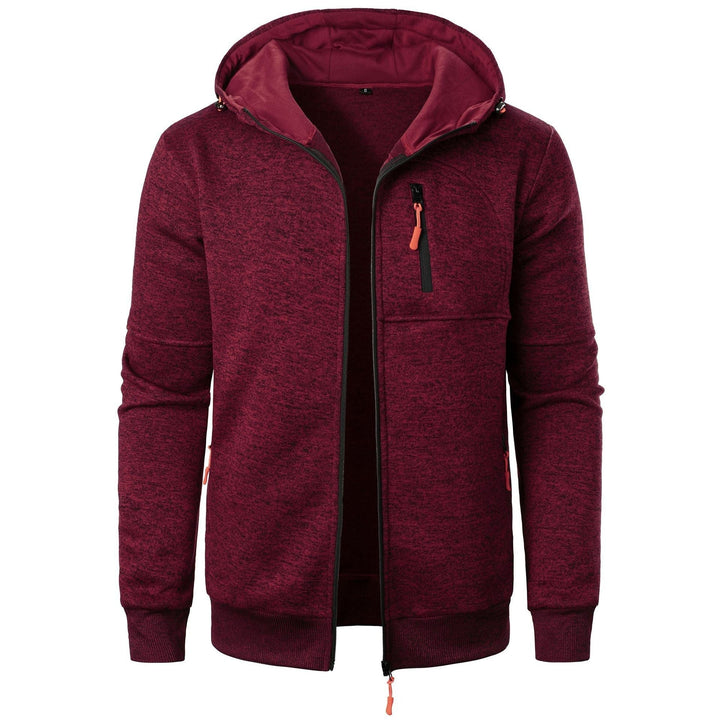 Versatile men's patterned zip hoodie, comfortable outerwear for any casual occasion.