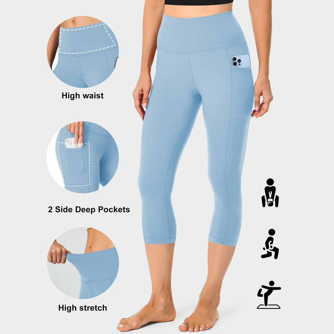 Soft & supportive women's compression leggings, high-waist with tummy control and side pockets for comfort.