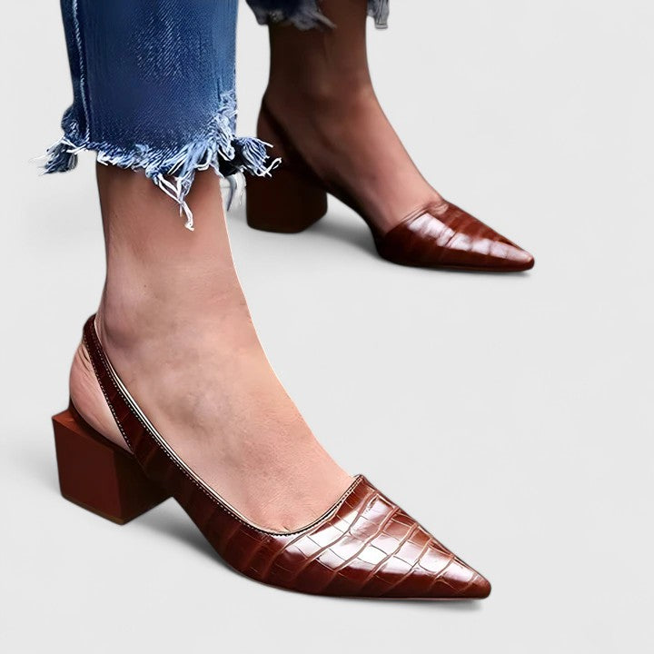 Elegant women's orthopaedic heels. Comfortable, supportive dress shoes perfect for work, offering posture support.