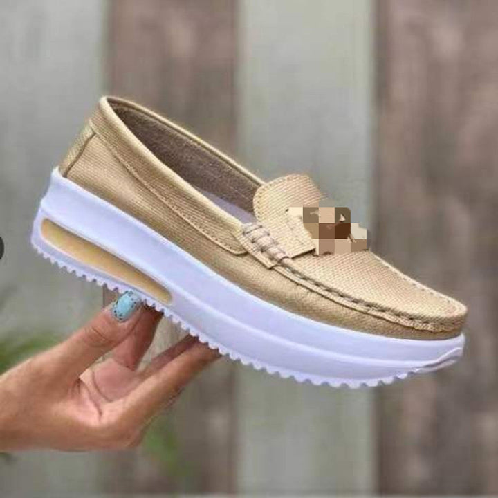 Chic women's comfortable slip-on wedge loafers, perfect walking shoes for any casual occasion.