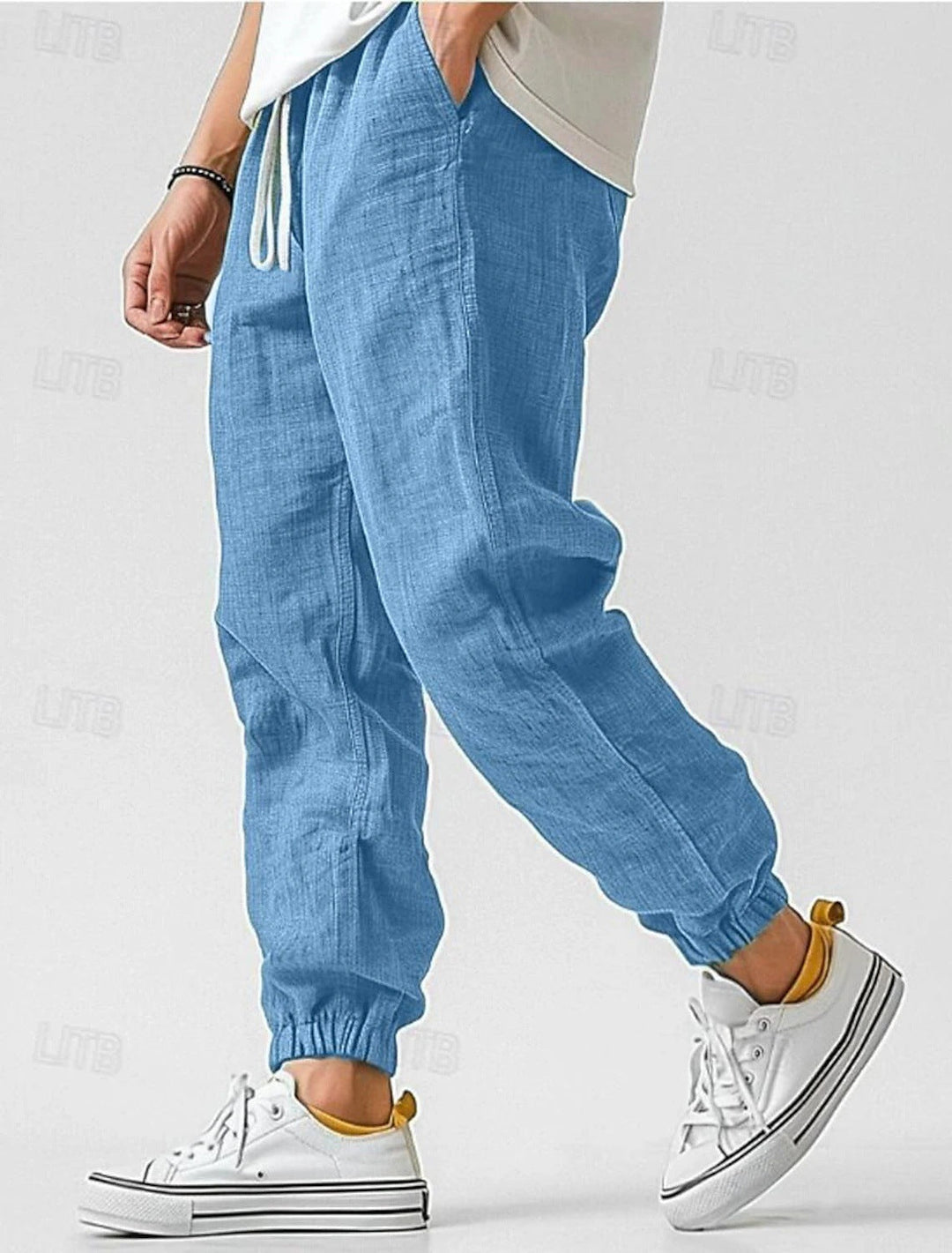 Everyday men's loose fit casual pants, designed for comfort with an elastic waist.