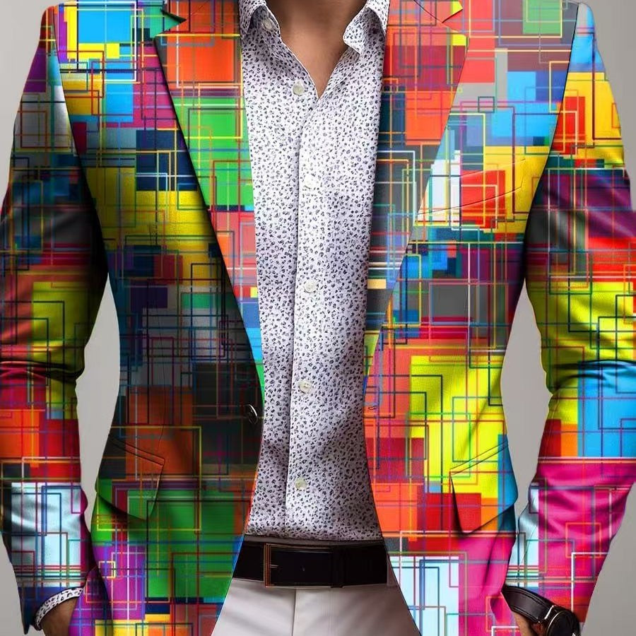 Versatile men's slim fit blazer with modern design, suitable for both formal office fashion and casual party wear.
