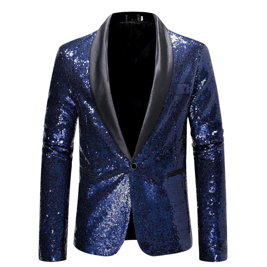 Stylish men's sequin blazer showcasing a modern cut, perfect for dapper party wear.
