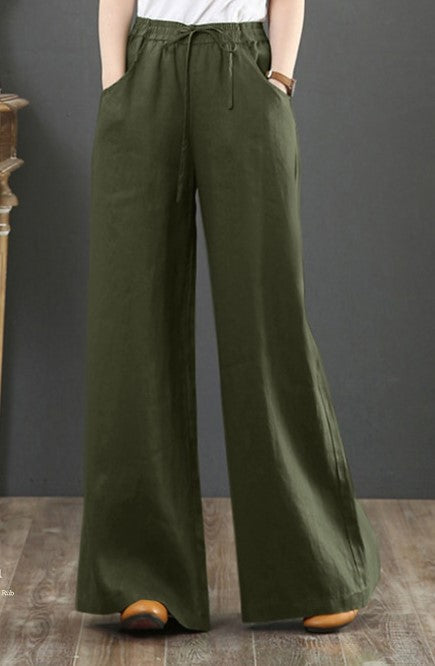 Versatile women's wide leg trousers, elastic waistband, easy to style for casual or chic outfits.