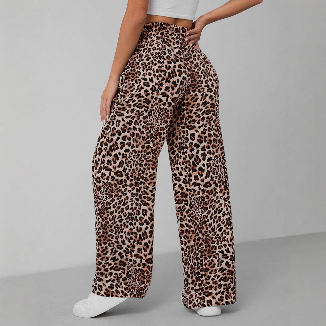 Stylish women's wide leg pattern pants, perfect for comfortable spring and summer casual wear.