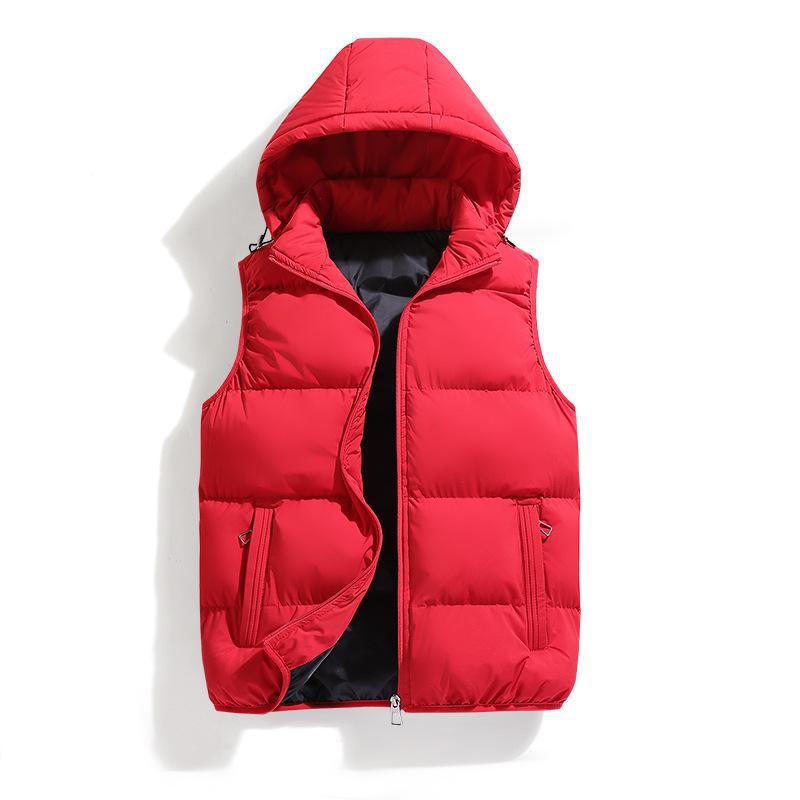 Fashionable women's insulated vest with hood, a warm quilted sleeveless jacket for chilly days.