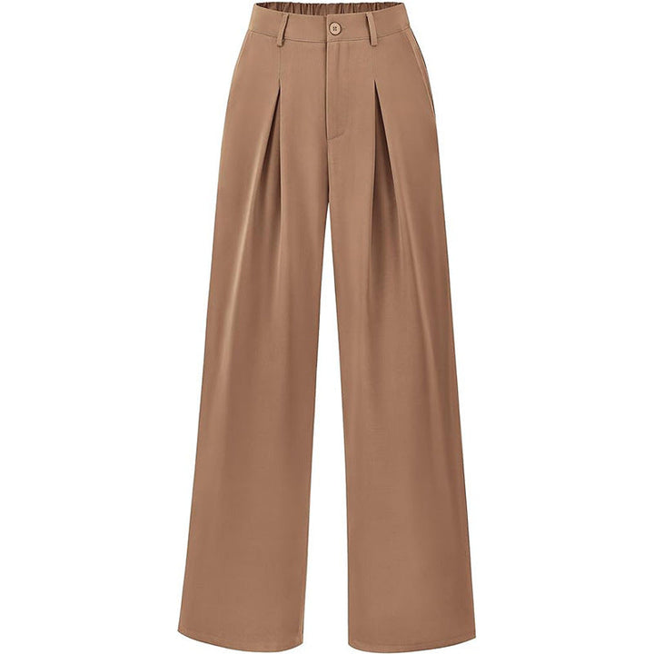 Stylish high waist wide leg trousers for women, featuring elegant pleats for a modern look.