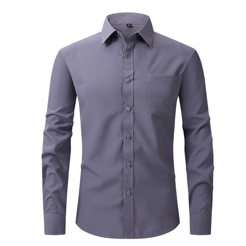Sophisticated black tailored men's dress shirt, perfect for high-end professional and formal menswear.