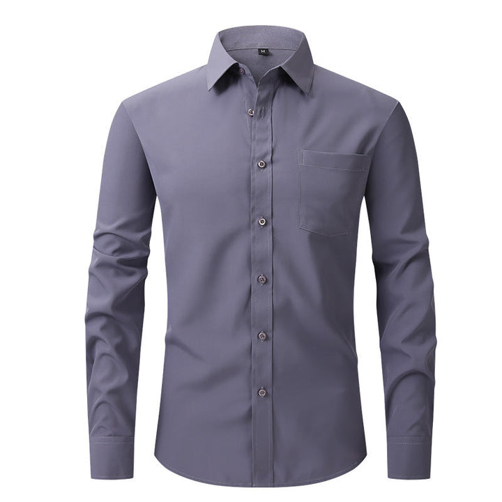 Sophisticated black tailored men's dress shirt, perfect for high-end professional and formal menswear.