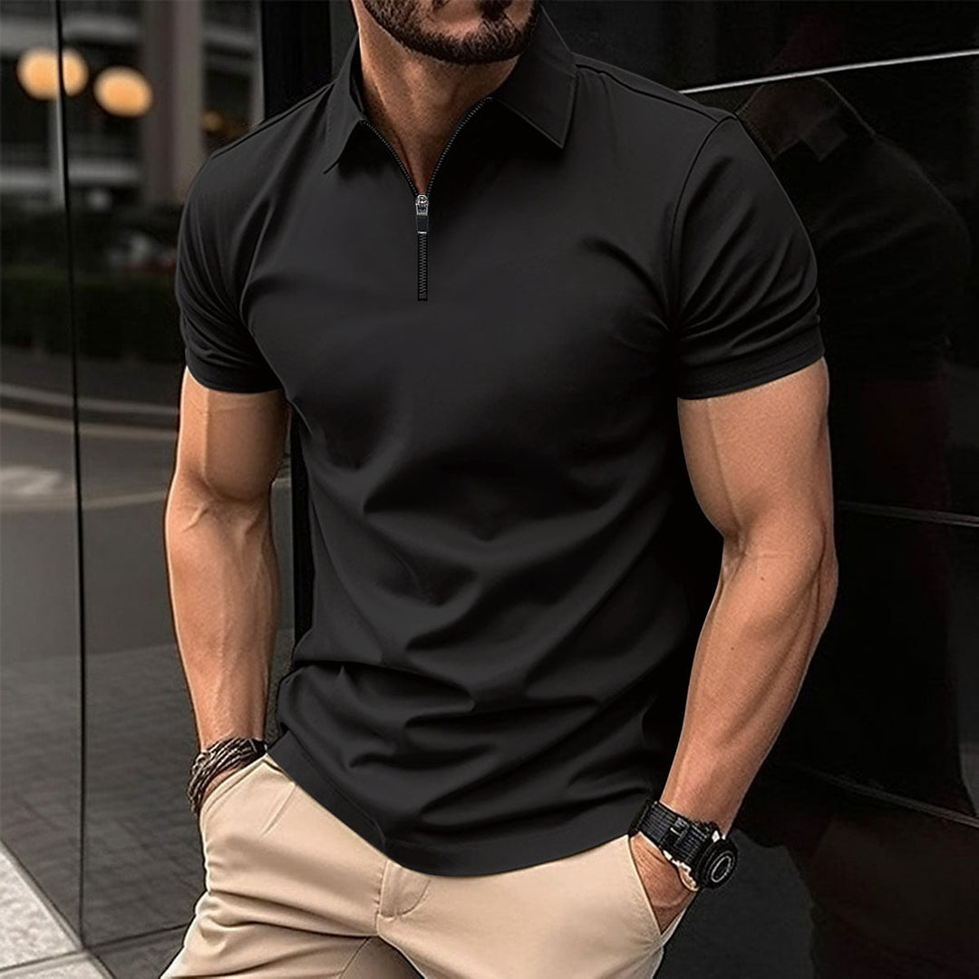 Men's versatile zip polo shirt, effortless style & comfort, perfect for casual, work, or activewear.