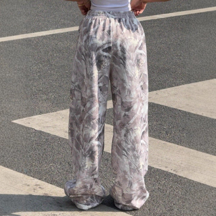 Soft, flowy women's printed wide leg pants with an elastic waist, offering ultimate comfort and style.