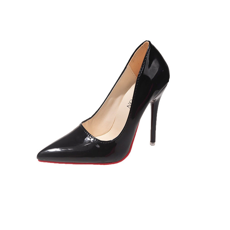 Elegant women's pointed stiletto heels with a glossy finish, ideal chic footwear for parties.