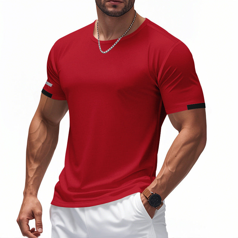 Reflective men's running shirt. Breathable, quick-dry athletic tee for low-light workouts & activewear.
