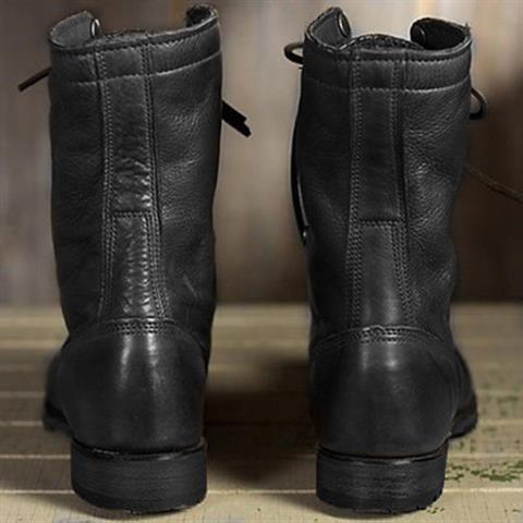 Versatile mid-calf boots for women with lace-up front, round toe, & low heel. Black or brown.