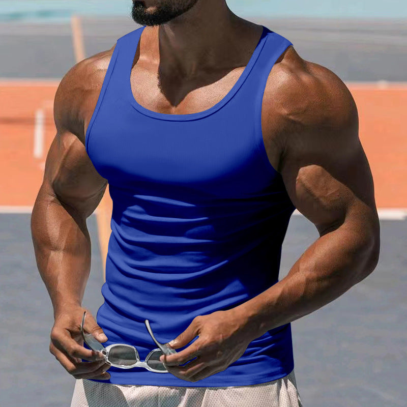 Men's gym wear: fitted, breathable sports tank top. Excellent for workouts, activewear, and hot weather.