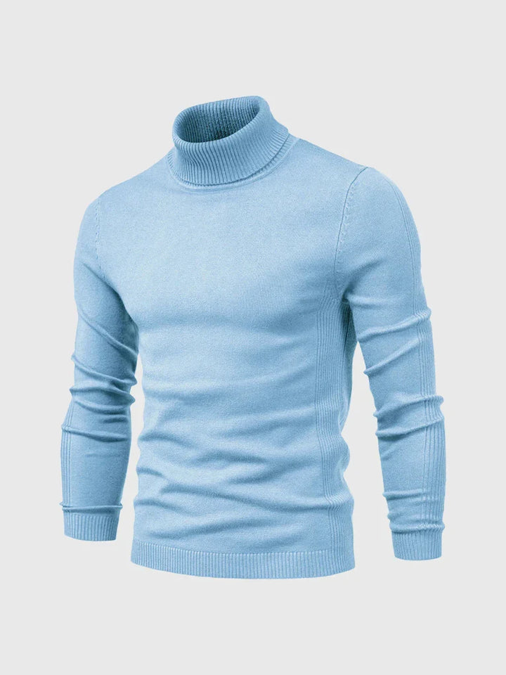 Comfortable men's knit turtleneck sweater for versatile styling.
