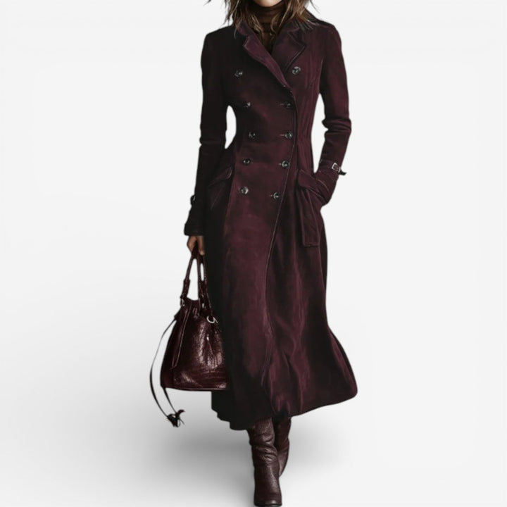 Women's timeless long trench coat in a classic style, stylish and elegant outerwear for fall & winter.