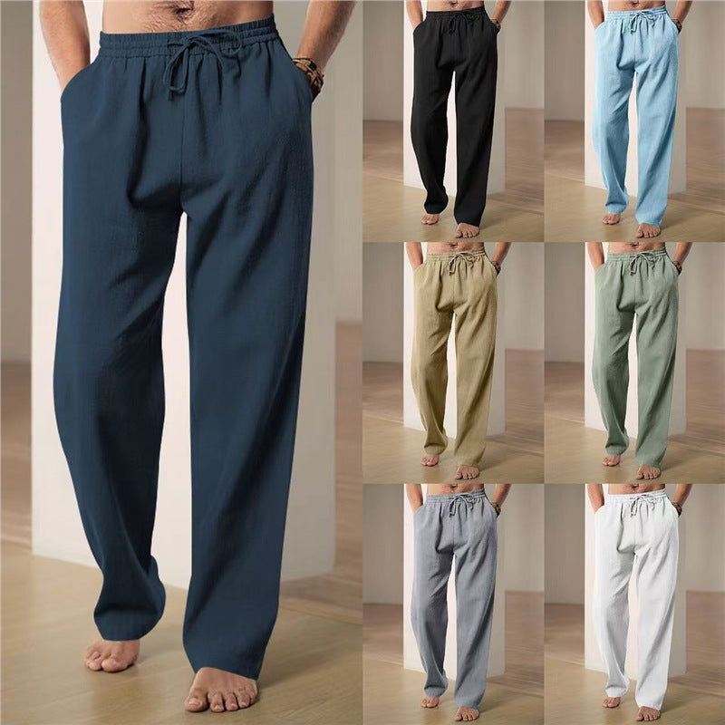 Men's relaxed fit casual pants with elastic waist, comfortable & stylish for everyday wear.
