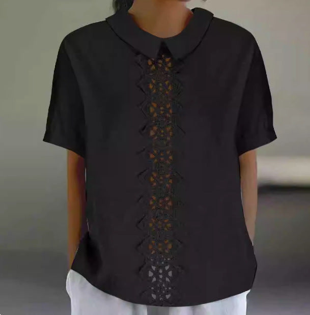 Feminine women's lace panel blouse, designed for a light and flowy feel. Great for effortless summer style.