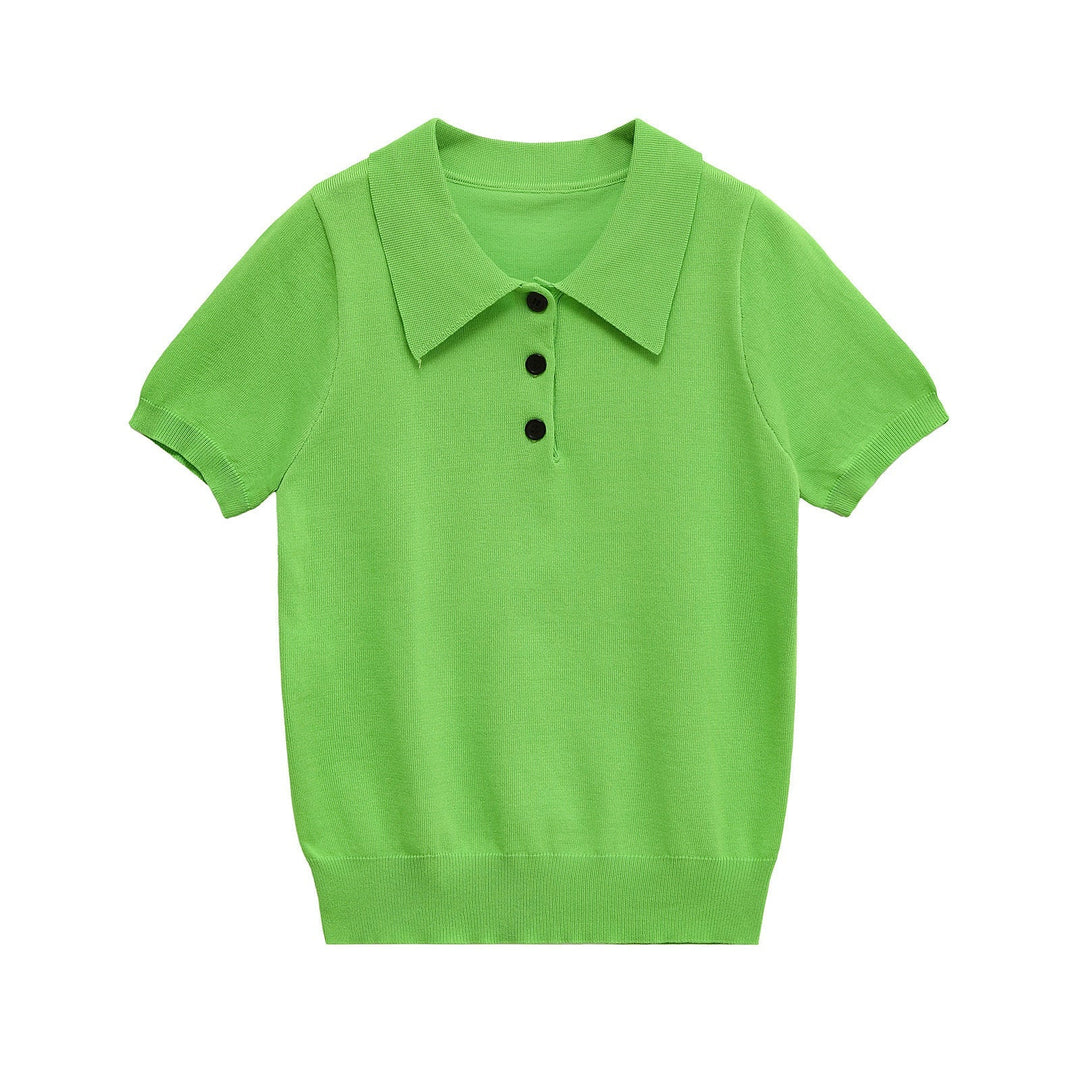 Classic women's short sleeve knit polo, slim fit design ensures a modern, versatile style.