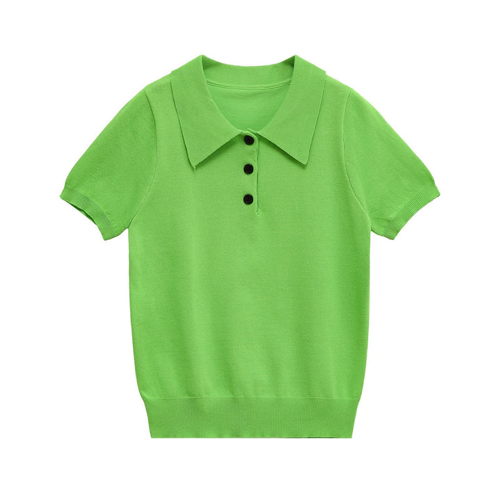 Classic women's short sleeve knit polo, slim fit design ensures a modern, versatile style.