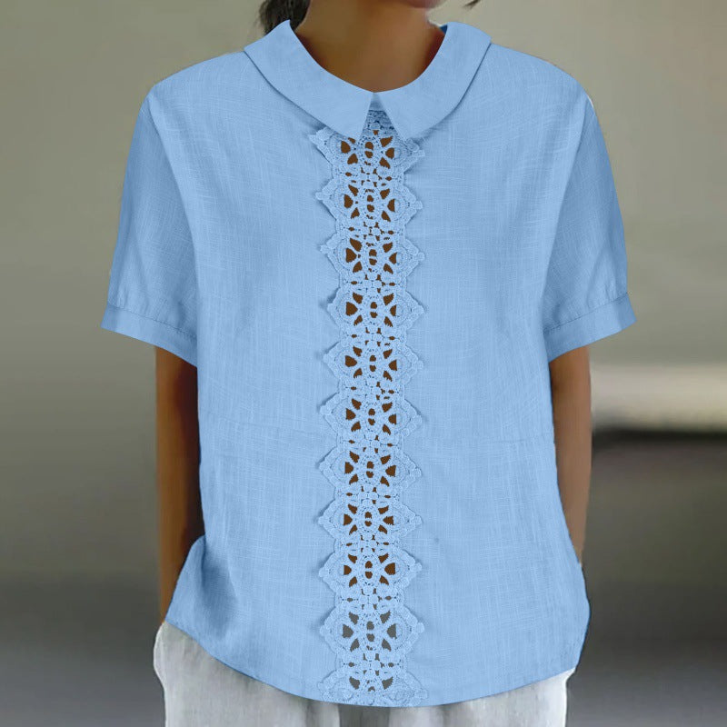 Women's airy lace panel blouse, offering effortless style for both casual and formal occasions.