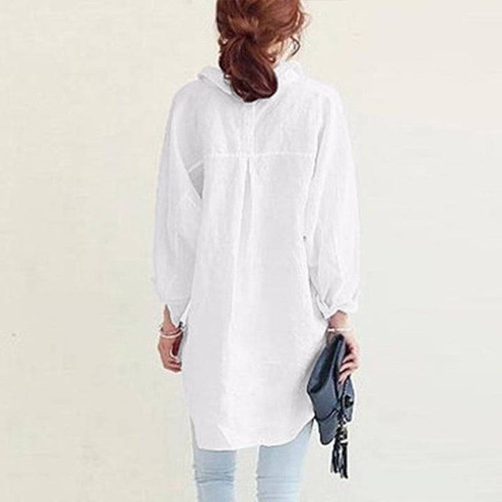Stylish women's oversized button-up shirt, great for casual wear, summer outfits, or as a beach cover up.