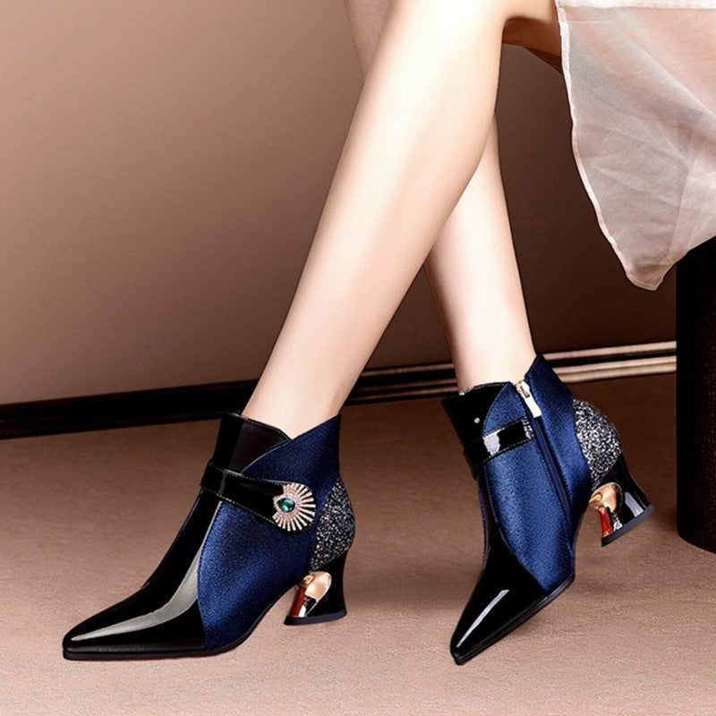 Comfortable sparkling women's ankle boots, adding a touch of elegance to any party or evening outfit.