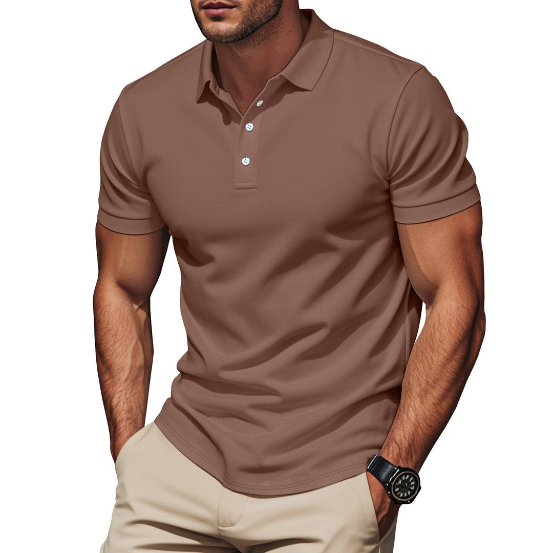 Men's stylish textured polo shirt. Modern, comfortable, short sleeve top for smart casual wear.