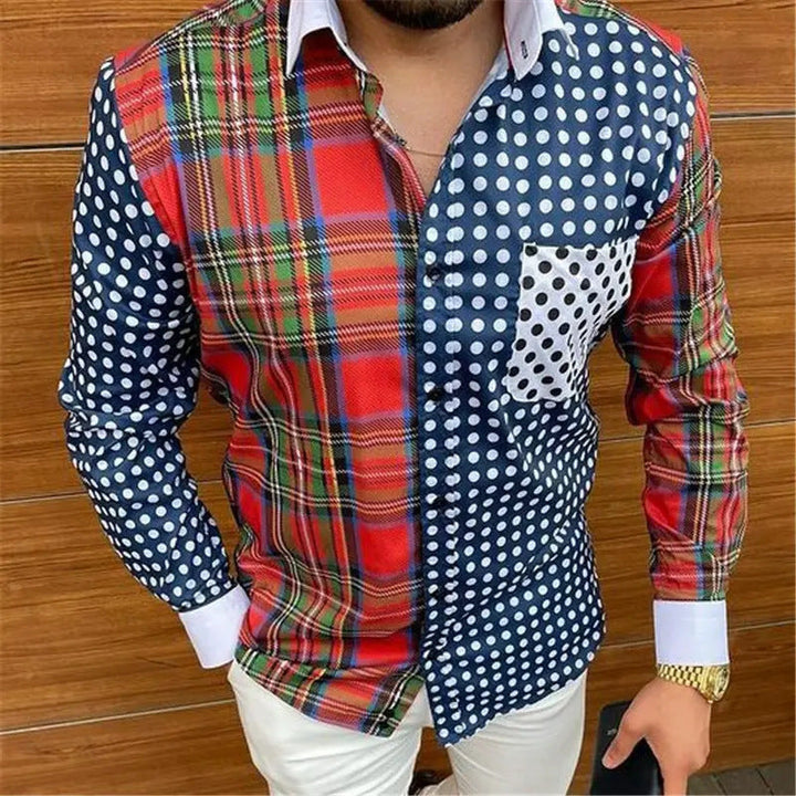 Modern men's long sleeve floral print shirt, stylish button-down top for casual & party wear menswear.