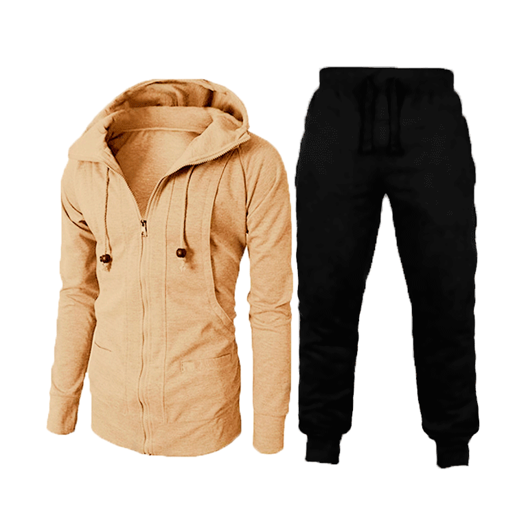 Men's comfy activewear matching set, a durable sport suit with pockets suitable for daily casual wear or gym.