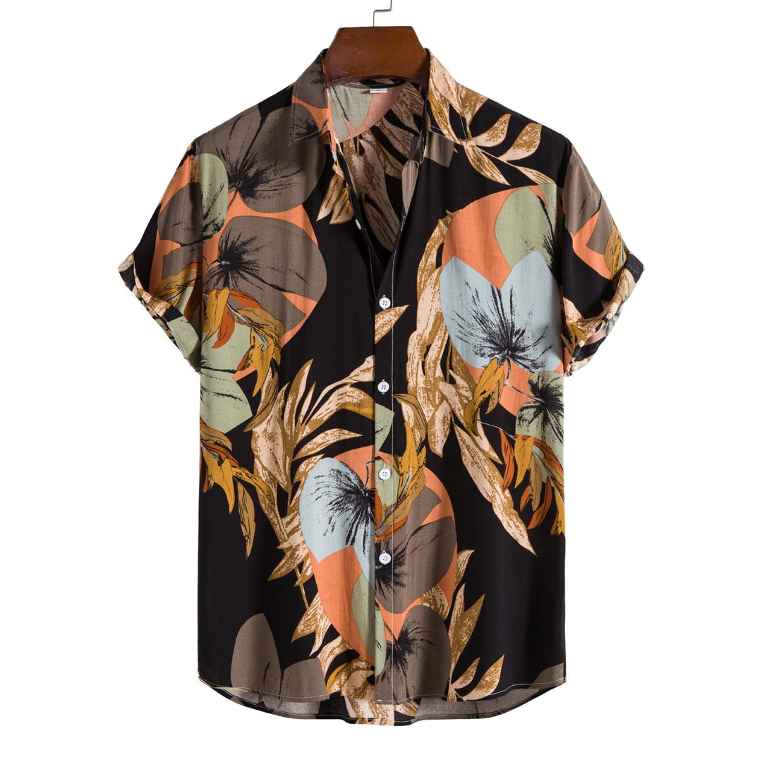 Relaxed fit men's floral short sleeve shirt, ideal for beach holidays or casual summer fashion. Vibrant print.