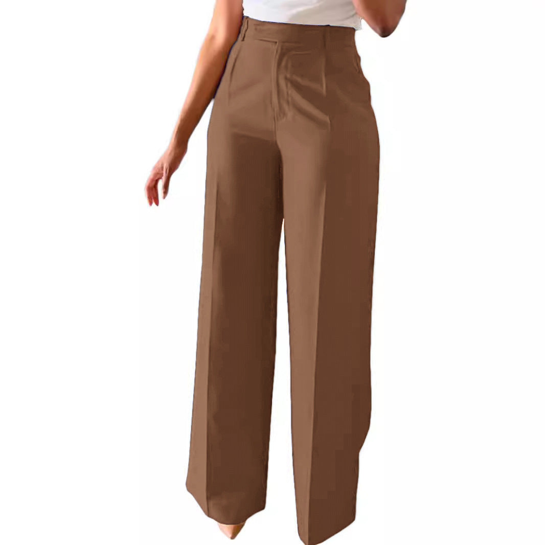 Elegant women's high waist wide leg trousers, a fashion statement in classic, comfortable style.