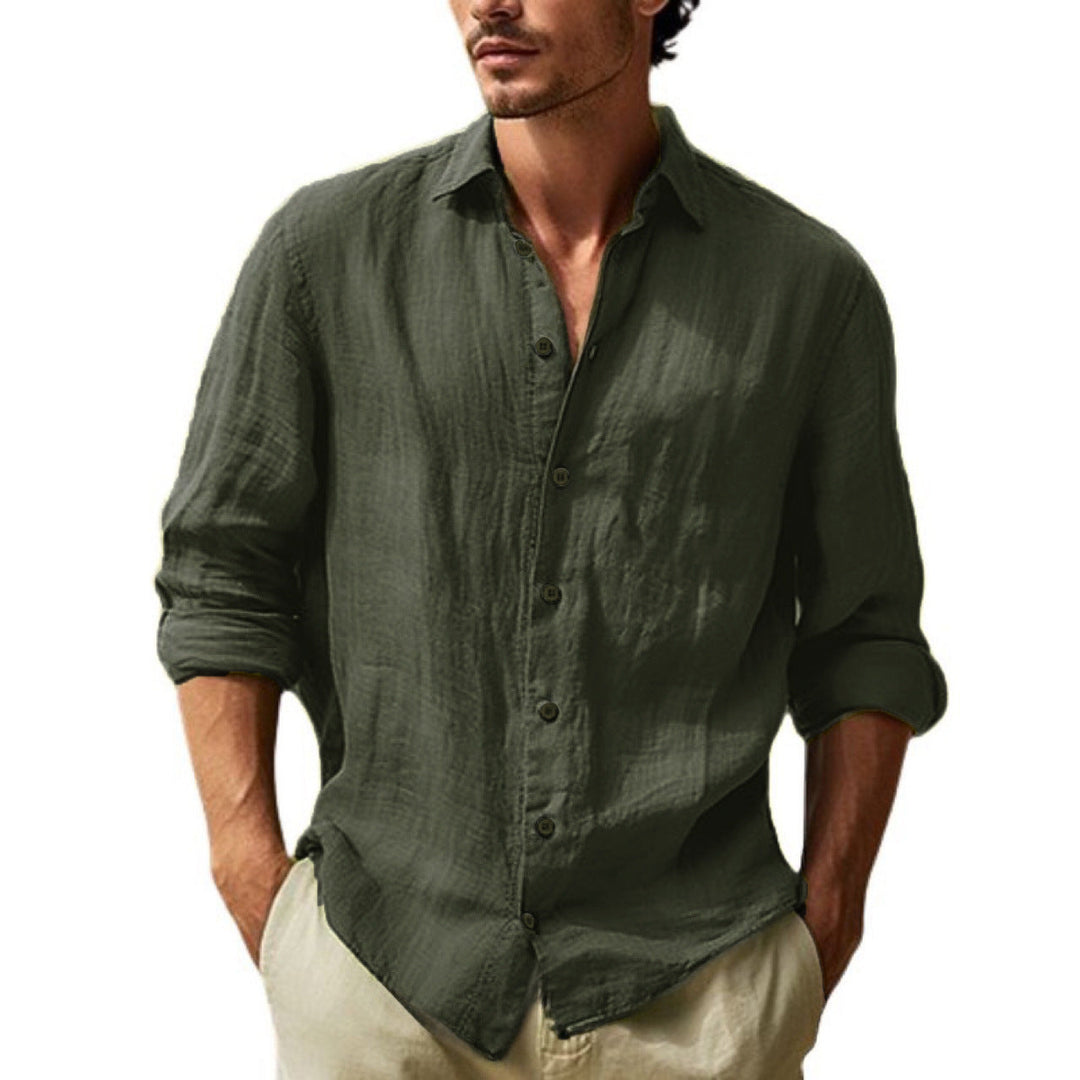 Men's lightweight short-sleeve button-up shirt with a relaxed fit, perfect for casual summer wear.