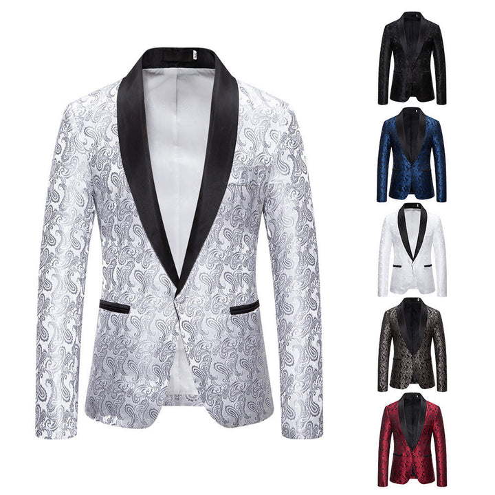 Elegant men's party jacket, featuring a sophisticated paisley pattern, perfect for special occasions.