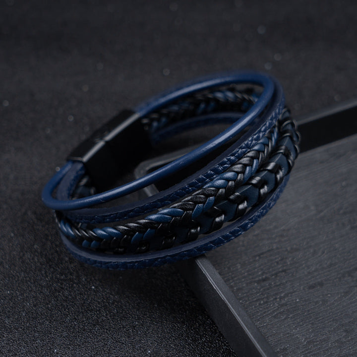 Unique men's braided leather Viking bracelet, an ideal gift for him with timeless strength.