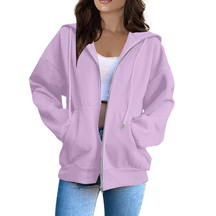 Soft women's oversized hoodie with drawstring hood & kangaroo pockets. Ideal for loungewear.