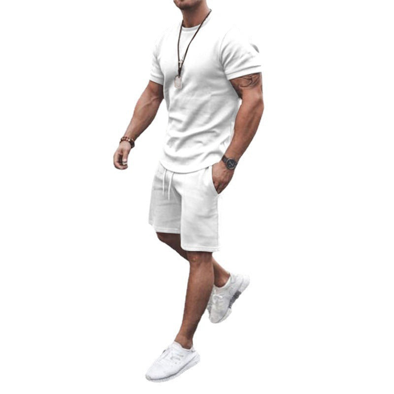 Men's casual summer outfit: soft t-shirt and shorts for everyday wear.