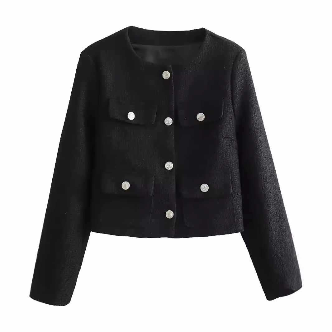 Fashionable women's blazer, a versatile layering piece for various contemporary outfits.