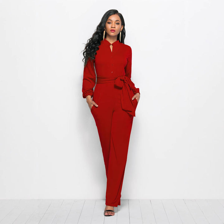 Versatile women's long-sleeve jumpsuit, ideal for formal occasions, parties, or stylish casual wear.
