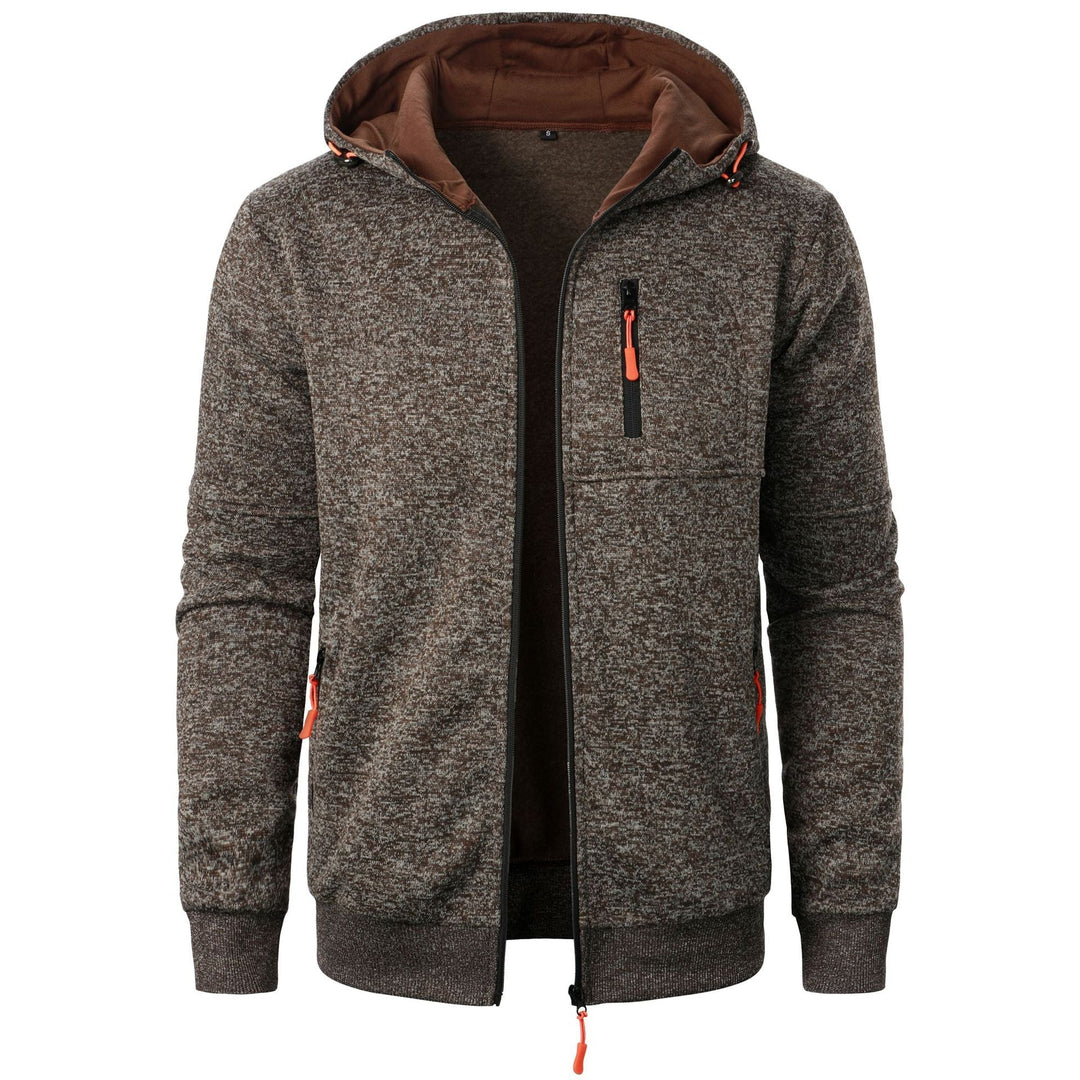 Stylish men's zip hoodie with unique pattern, offering everyday comfort and fashion.