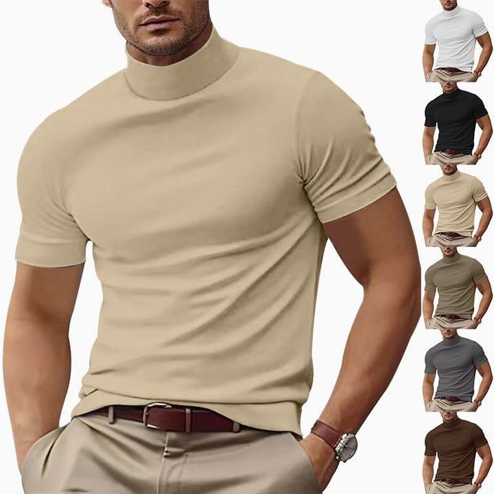 Men's short sleeve turtleneck t-shirt for modern style & comfort, ideal casual wear.